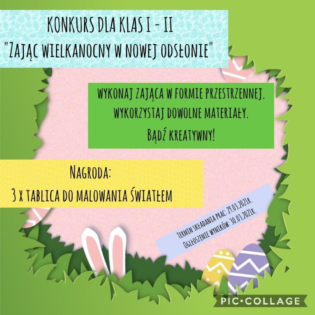 “Zając Wielkanocny w nowej odsłonie” – konkurs świąteczny dla klas I – II