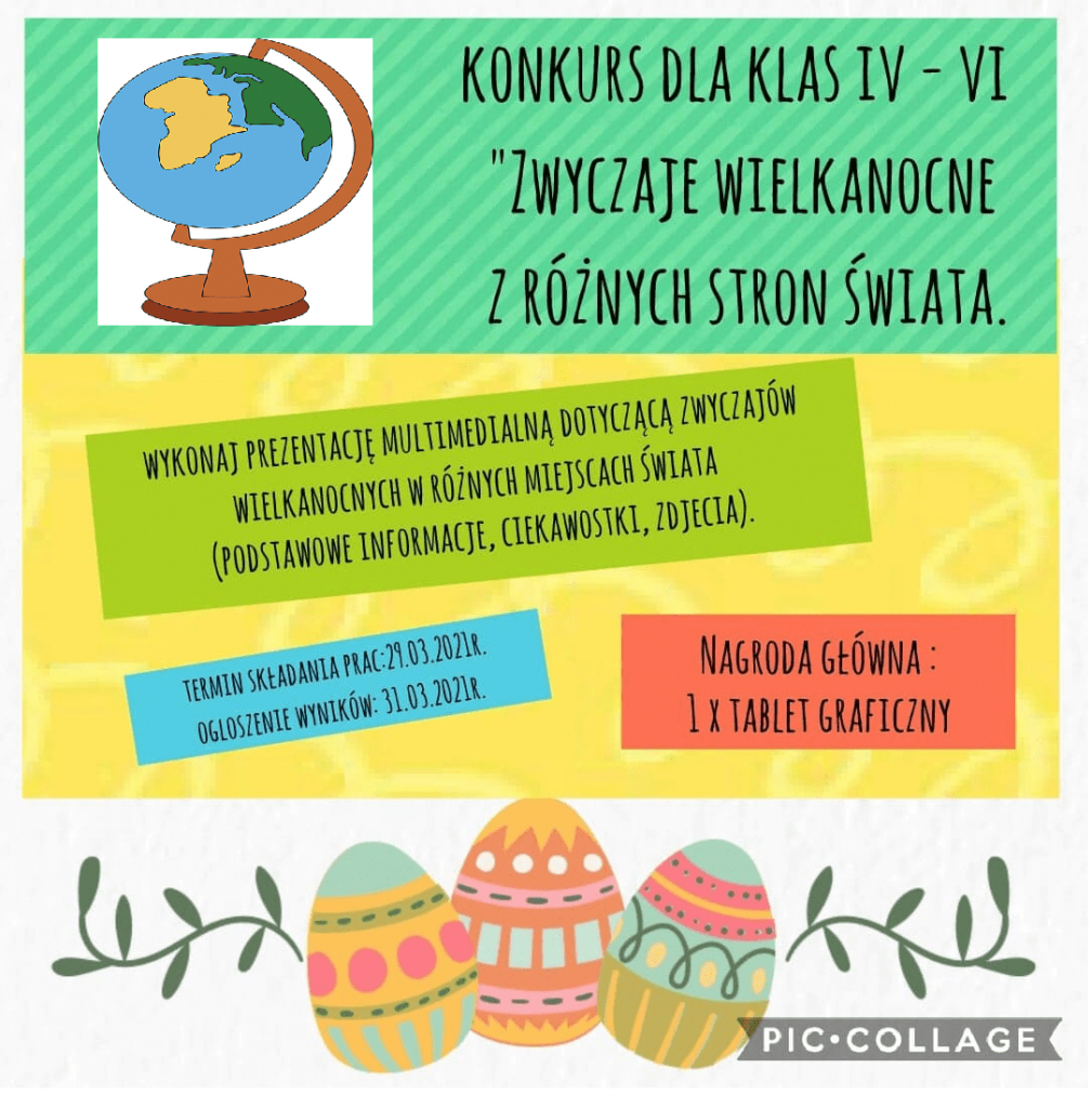 “Zwyczaje wielkanocne z różnych stron świata”- konkurs świąteczny dla klas IV-VI